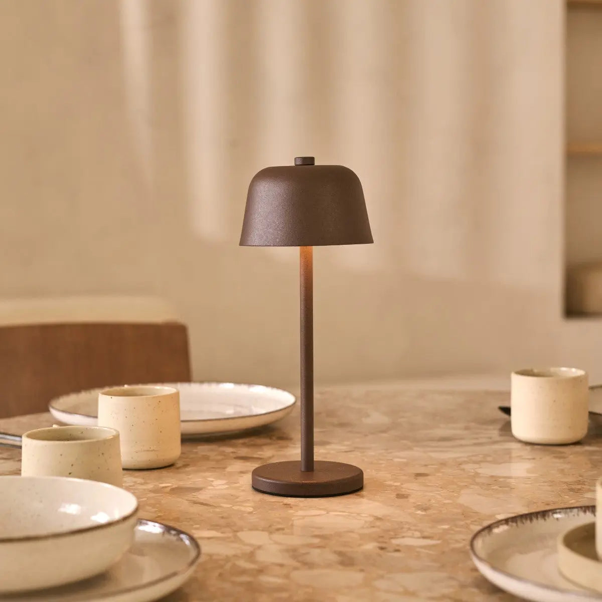 Anton Mocha Brown Rechargeable Table Lamp | Sleek & Cordless Lighting Tavellio