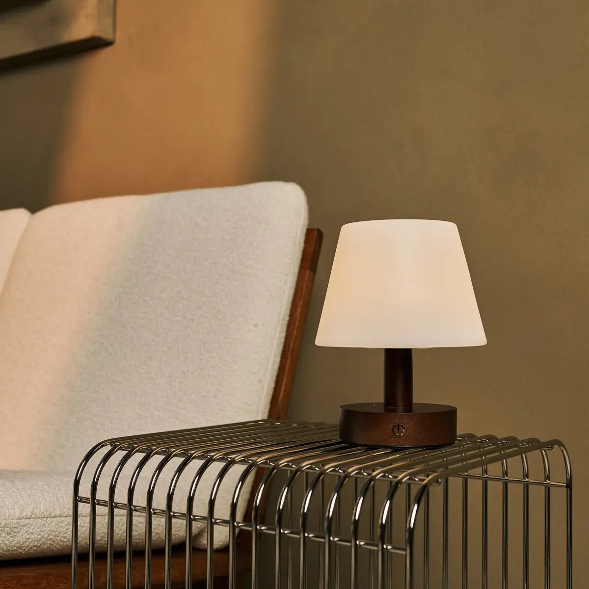 Teddy Dark Brown Wooden Rechargeable Table Lamp | Dimmable & Cordless with 80 Hours Battery Life - Tavellio