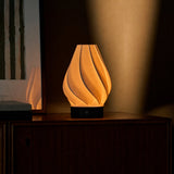 Terra Black Wooden and Porcelain Rechargeable Table Lamp