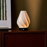 Terra Black Wooden and Porcelain Rechargeable Table Lamp