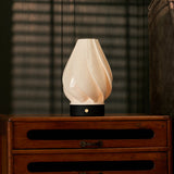 Terra Black Wooden and Porcelain Rechargeable Table Lamp