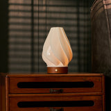 Terra Chestnut Wooden and Porcelain Rechargeable Table Lamp