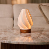 Terra Chestnut Wooden and Porcelain Rechargeable Table Lamp