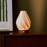 Terra Chestnut Wooden and Porcelain Rechargeable Table Lamp