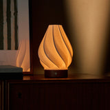 Terra Chestnut Wooden and Porcelain Rechargeable Table Lamp