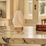 Terra Light Brown Wooden Rechargeable Table Lamp | Dimming Function, 3 Light Modes & Cordless