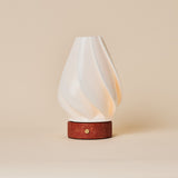 Terra Red Travertine and Porcelain Rechargeable Table Lamp