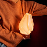 Terra Red Travertine and Porcelain Rechargeable Table Lamp