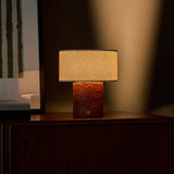 Redon Medium Red Travertine Rechargeable Table Lamp
