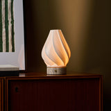 Terra Silver Travertine and Porcelain Rechargeable Table Lamp
