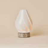 Terra Silver Travertine and Porcelain Rechargeable Table Lamp