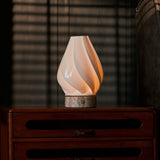 Terra Silver Travertine and Porcelain Rechargeable Table Lamp