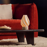 Terra Silver Travertine and Porcelain Rechargeable Table Lamp