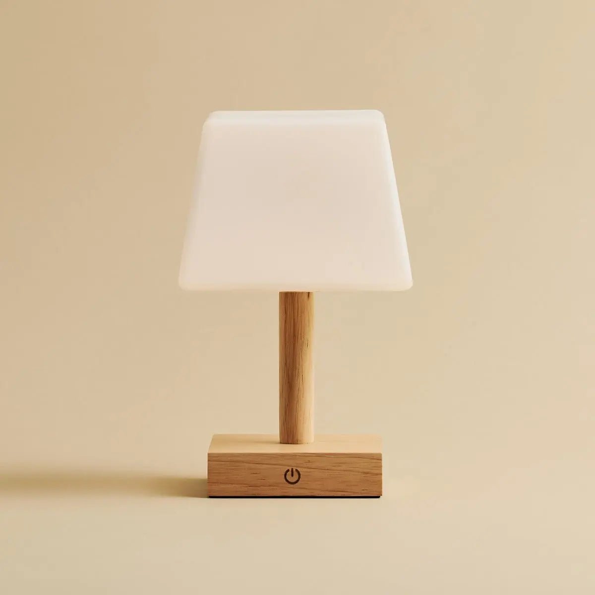 Tommy Light Brown Wooden Table Lamp with Glass - Rechargeable, Dimmable lamp, Cordless Lighting Tavellio