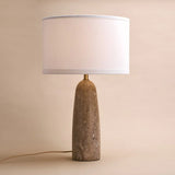 Isla Travertine Lamp with Cotton Shade – Elegant and Timeless Tavellio