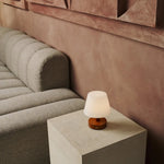 Teddy Chestnut Brown Wooden Rechargeable Table Lamp | Dimmable & Cordless with 3 Light Modes - Tavellio