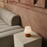 Teddy Chestnut Brown Wooden Rechargeable Table Lamp | Dimmable & Cordless with 3 Light Modes - Tavellio