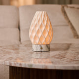 Vela Arabescato Marble and Porcelain Rechargeable Table Lamp