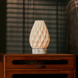 Vela Arabescato Marble and Porcelain Rechargeable Table Lamp