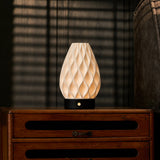 Vela Black Wooden and Porcelain Rechargeable Table Lamp
