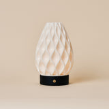 Vela Black Wooden and Porcelain Rechargeable Table Lamp