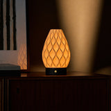 Vela Black Wooden and Porcelain Rechargeable Table Lamp