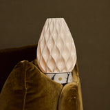 Vela Calacatta Vionaro White Marble and Porcelain Rechargeable Table Lamp