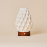 Vela Chestnut Wooden and Porcelain Rechargeable Table Lamp