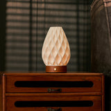 Vela Chestnut Wooden and Porcelain Rechargeable Table Lamp