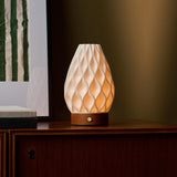 Vela Chestnut Wooden and Porcelain Rechargeable Table Lamp
