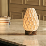 Vela Dark Brown – Emperador Dark Marble Cordless Table Lamp | 3D-Printed Porcelain, Dimmable & Up to 100 Hours of Battery Life