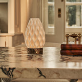 Vela Dark Brown – Emperador Dark Marble Cordless Table Lamp | 3D-Printed Porcelain, Dimmable & Up to 100 Hours of Battery Life