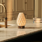 Vela Dark Brown – Emperador Dark Marble Cordless Table Lamp | 3D-Printed Porcelain, Dimmable & Up to 100 Hours of Battery Life