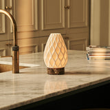 Vela Dark Brown – Emperador Dark Marble Cordless Table Lamp | 3D-Printed Porcelain, Dimmable & Up to 100 Hours of Battery Life