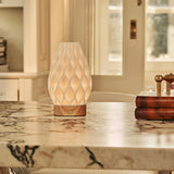 Vela Light Brown Wooden Cordless Table Lamp | 3D-Printed Porcelain, Dimmable & Up to 100 Hours of Battery Life