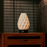 Vela Nero Marquina Marble and Porcelain Rechargeable Table Lamp