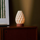 Vela Red Travertine and Porcelain Rechargeable Table Lamp