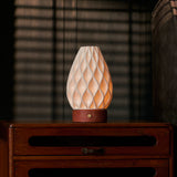 Vela Red Travertine and Porcelain Rechargeable Table Lamp