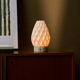 Vela Silver Travertine and Porcelain Rechargeable Table Lamp
