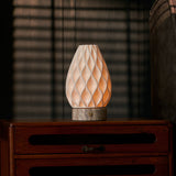 Vela Silver Travertine and Porcelain Rechargeable Table Lamp