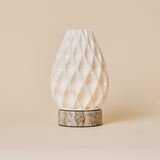 Vela Silver Travertine and Porcelain Rechargeable Table Lamp