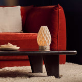 Vela Silver Travertine and Porcelain Rechargeable Table Lamp