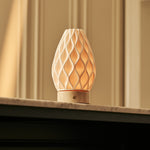 Vela Beige – Travertino Classico Travertine Cordless Table Lamp | 3D-Printed Porcelain, Dimmable & Up to 100 Hours of Battery Life