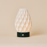 Vela Verde Alpi Marble and Porcelain Rechargeable Table Lamp