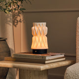 Vento Black Wooden and Porcelain Rechargeable Table Lamp