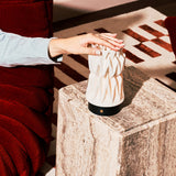 Vento Black Wooden and Porcelain Rechargeable Table Lamp