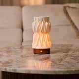 Vento Chestnut Wooden and Porcelain Rechargeable Table Lamp