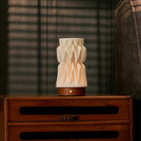 Vento Chestnut Wooden and Porcelain Rechargeable Table Lamp