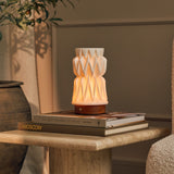 Vento Chestnut Wooden and Porcelain Rechargeable Table Lamp