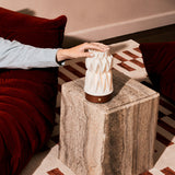 Vento Chestnut Wooden and Porcelain Rechargeable Table Lamp